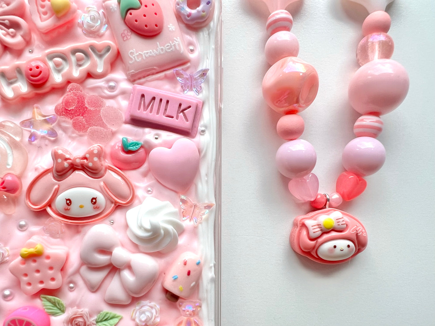 SO - Pastel Pink Decoden Phone Case & Wrist Strap Set