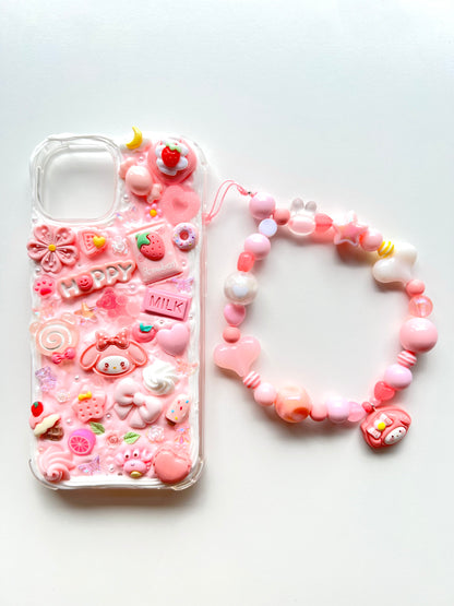 SO - Pastel Pink Decoden Phone Case & Wrist Strap Set